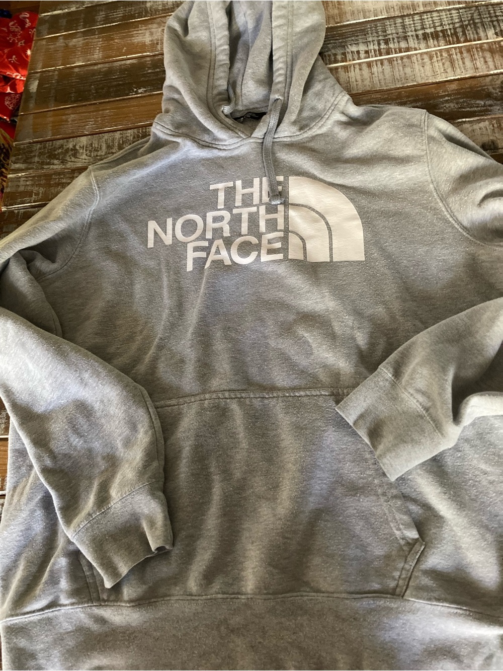 The North Face Gray Pullover Hoodie with White Logo